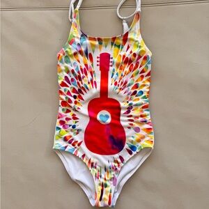 Stella Cove Toddler Rainbow Red McCartney Guitar One Piece Swimsuit Size 4T-5T